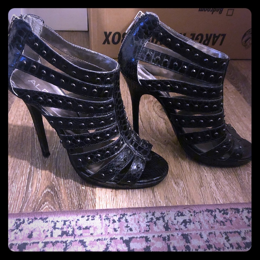 Aldo Black Caged High Heels